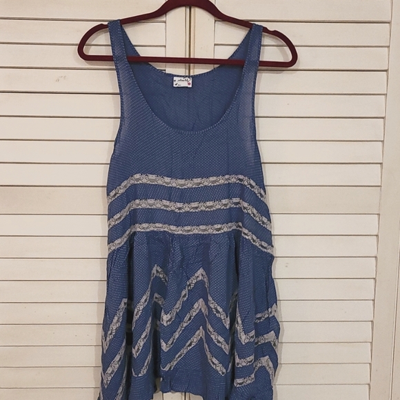 Free People blue dotted mini dress - Picture 1 of 10